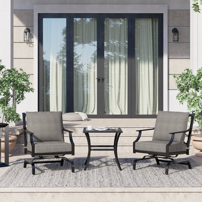 Pelletier 3 piece rattan seating group with cushion sale